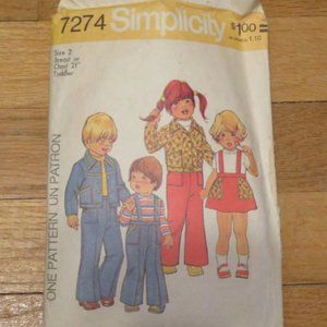 SIMPLICITY 7274 Child's Jacket Pants Skirt Size 2 CUT (#982)